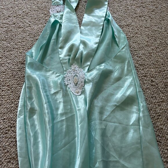 Vintage Jessica Lynn Seafoam Green Slip Dress S | Lace Appliqué | Cottagecore - Picture 8 of 15